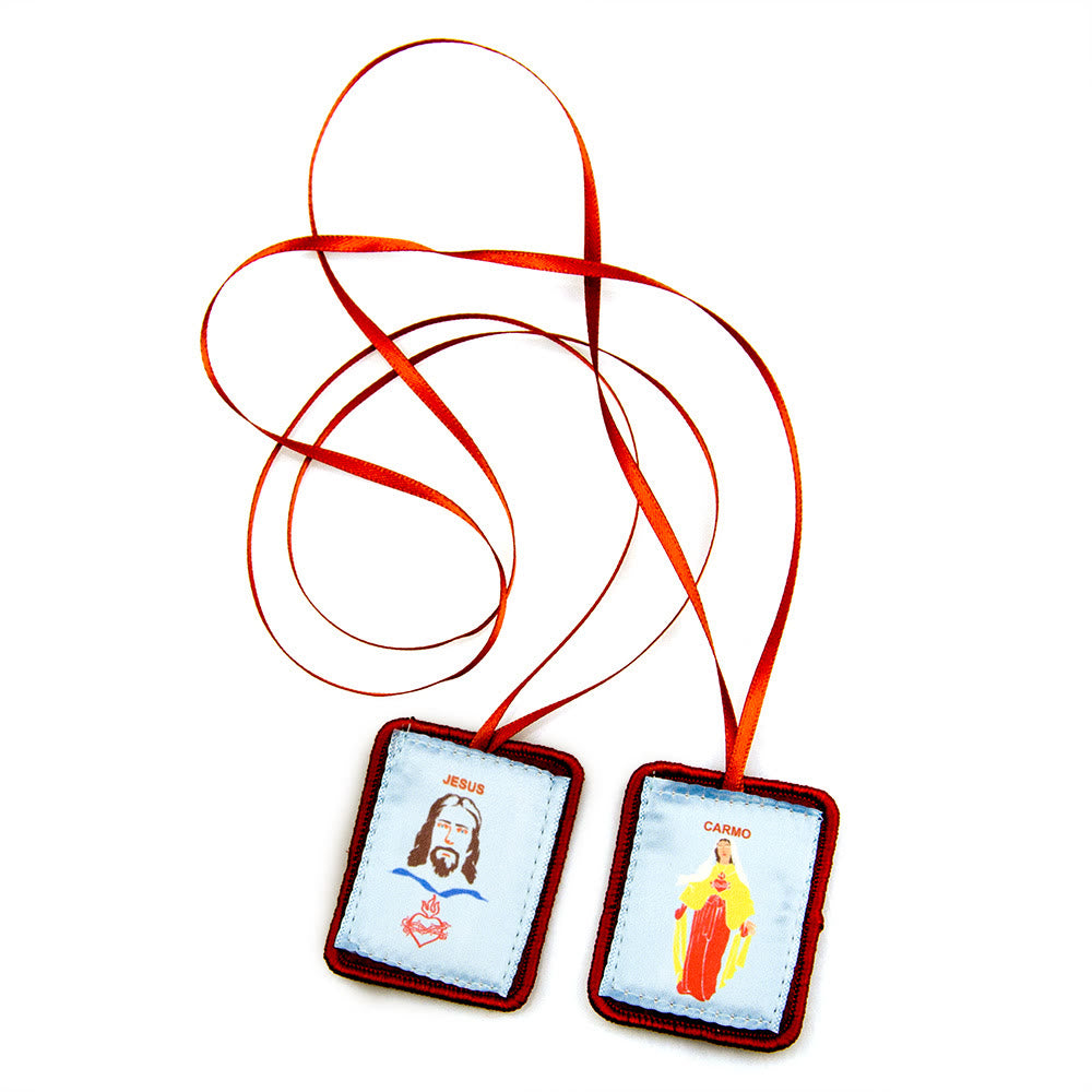 Christianartworkshop Red Catholic Scapular of Our Lady of Mount Carmels & Jacred Heart of Jesus - image 7