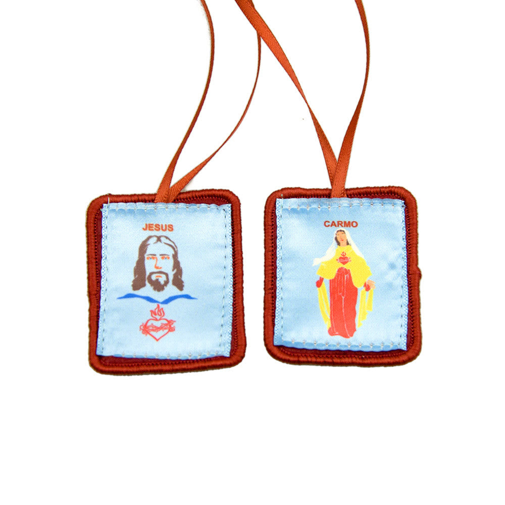 Christianartworkshop Red Catholic Scapular of Our Lady of Mount Carmels & Jacred Heart of Jesus - image 3