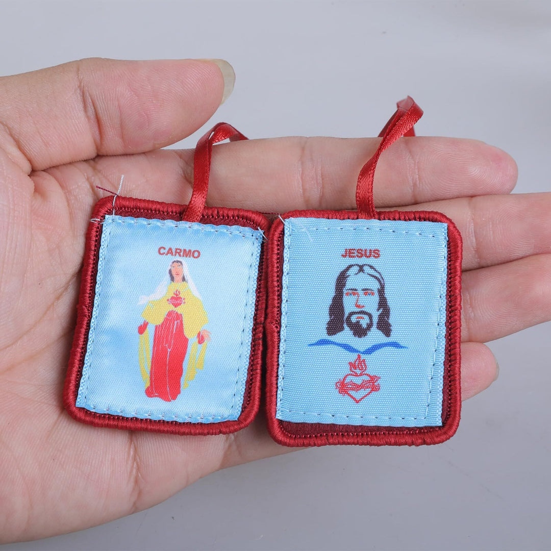 Christianartworkshop Red Catholic Scapular of Our Lady of Mount Carmels & Jacred Heart of Jesus - Scapular - image 1