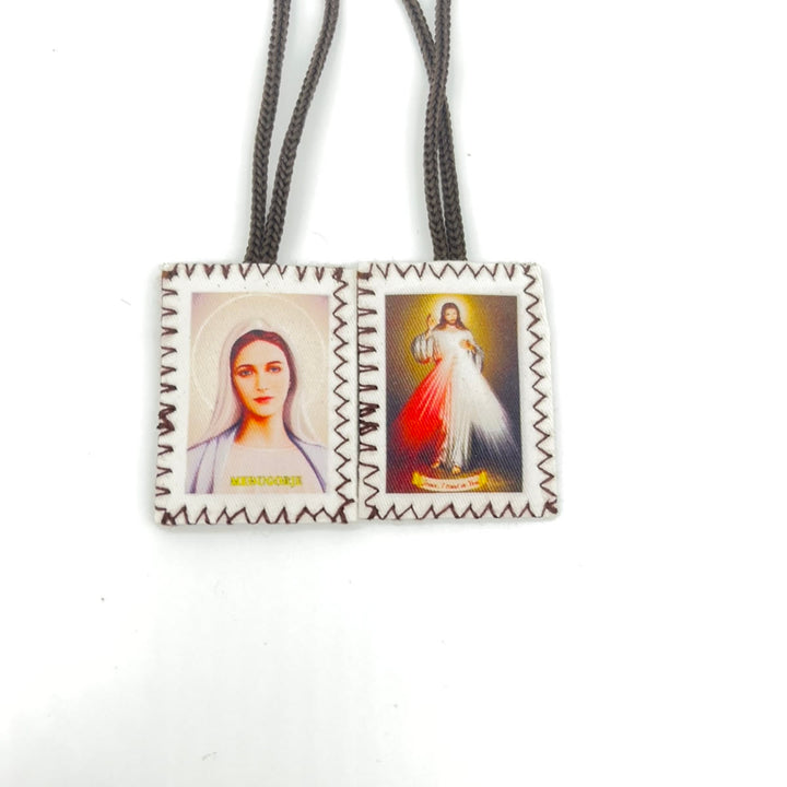 Christianartworkshop Double Sided Sacred Heart and Virgin Mary Scapular: A Dual Devotion to Jesus and Mary - Scapular - image 0