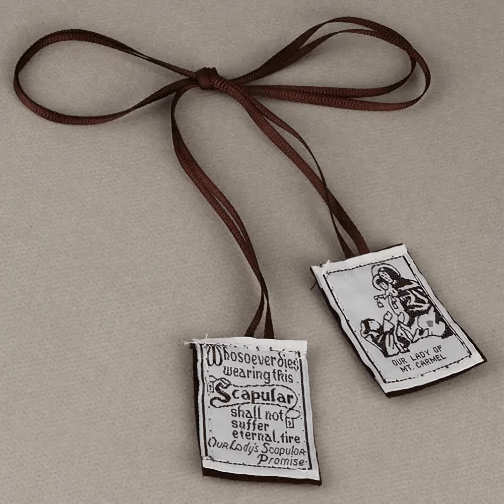 Christianartworkshop Catholic Scapular in Black and White of Our Lady of Mount Carmels & Jacred Heart of Jesus - image 5