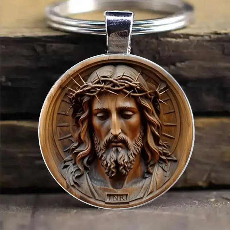 Christianartworkshop Classic Style Divine Jesus with Crown of Thorns Keychain: Timeless Symbol of Spiritual Redemption - image 2