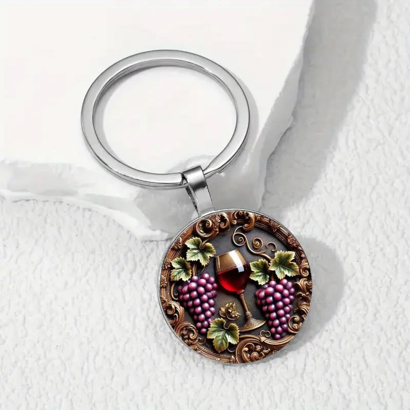 Christianartworkshop Artistic Grape Wine Sacrament Keychain: Storytelling Relic of Sacramental Grace - Sacrament - image 1