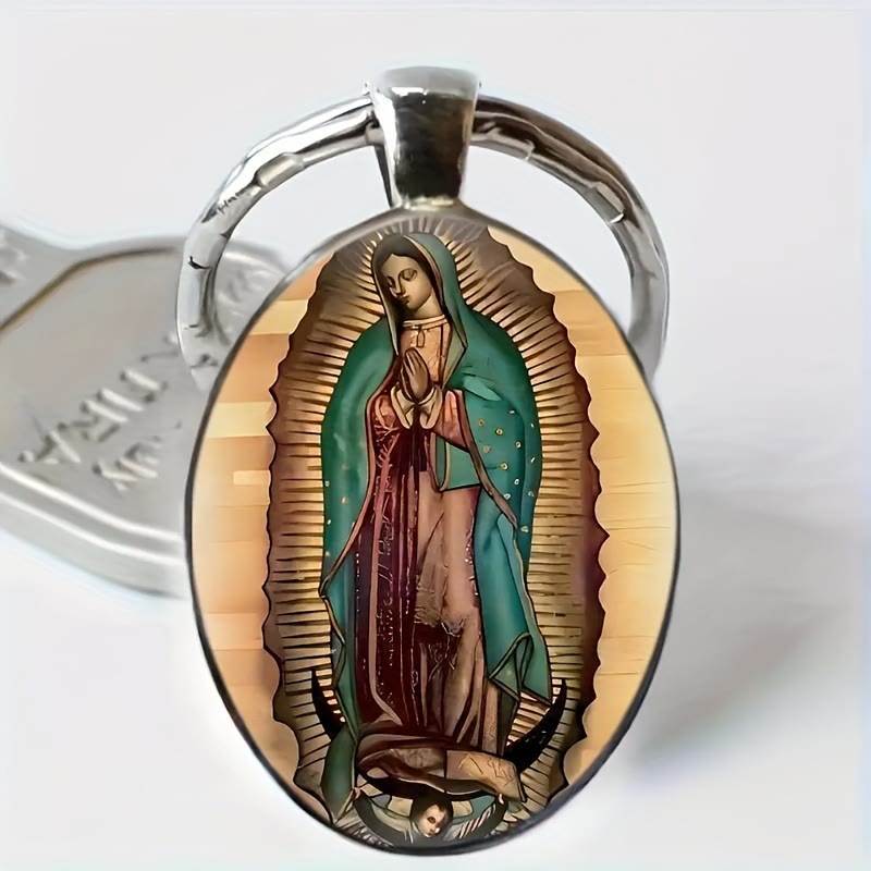 Christianartworkshop Vintage Style Our Lady of Guadalupe Keychain: Hand - Crafted Relic of Faithful Color Legacy - Our Lady of Guadalupe - image 0