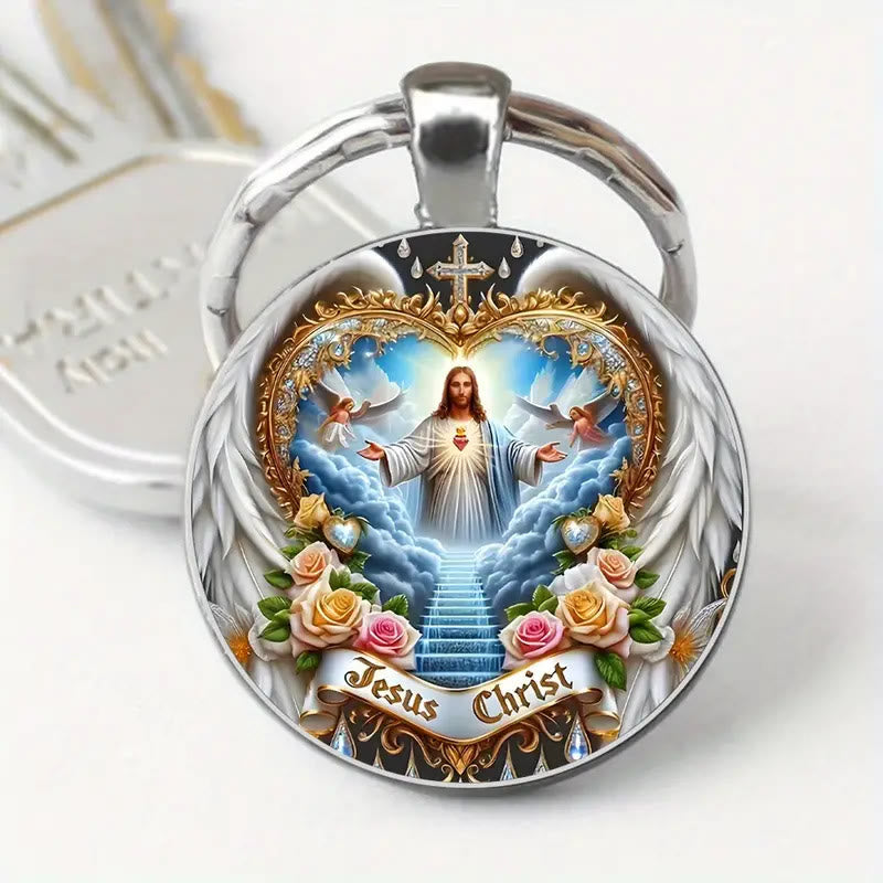Christianartworkshop Divine Heavenly Realm Jesus Christ Keychain: Token of Faith & Ethereal Craft - image 2