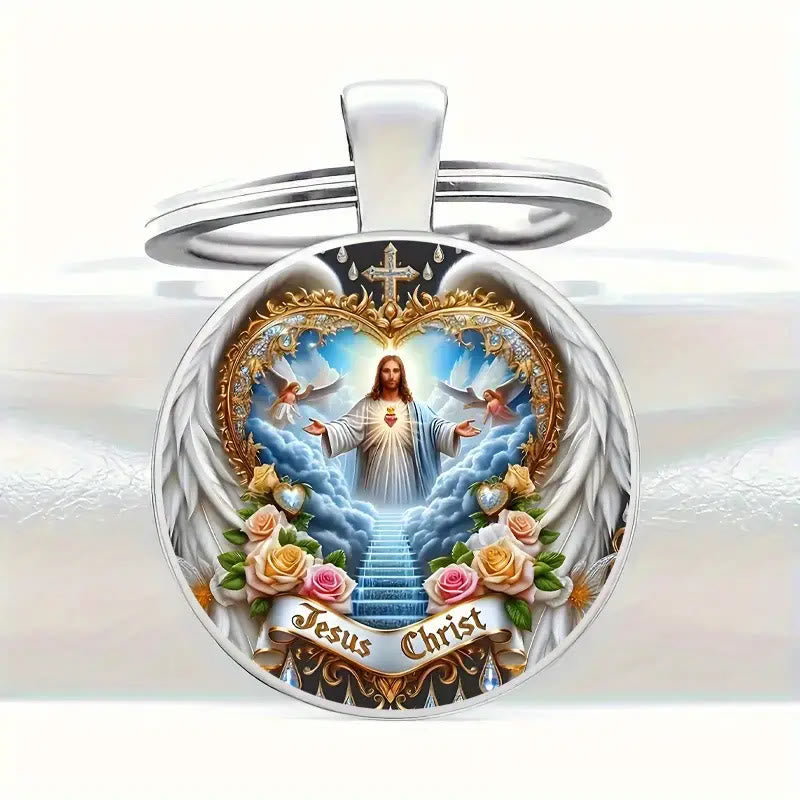 Christianartworkshop Divine Heavenly Realm Jesus Christ Keychain: Token of Faith & Ethereal Craft - image 4