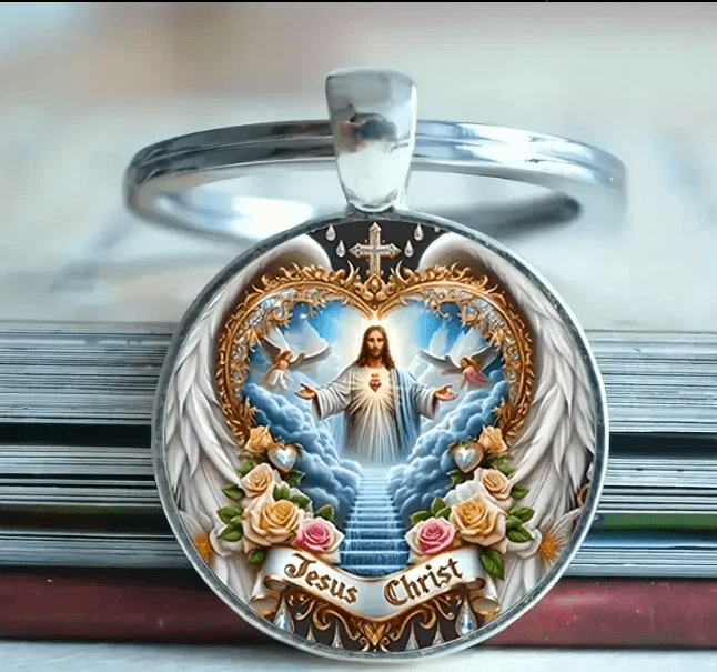 Christianartworkshop Divine Heavenly Realm Jesus Christ Keychain: Token of Faith & Ethereal Craft - image 3