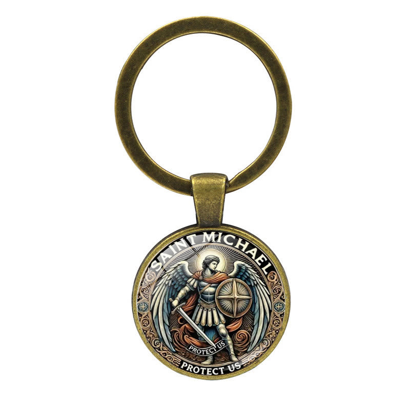 Christianartworkshop Soulful Light Shadow St. Michael the Archangel Keychain: Profound Sign of Spiritual Defense - Patina Bronze - image 2