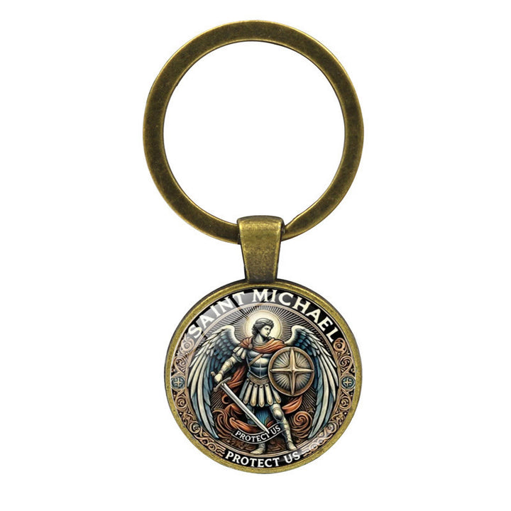 Christianartworkshop Soulful Light Shadow St. Michael the Archangel Keychain: Profound Sign of Spiritual Defense - Patina Bronze - image 2