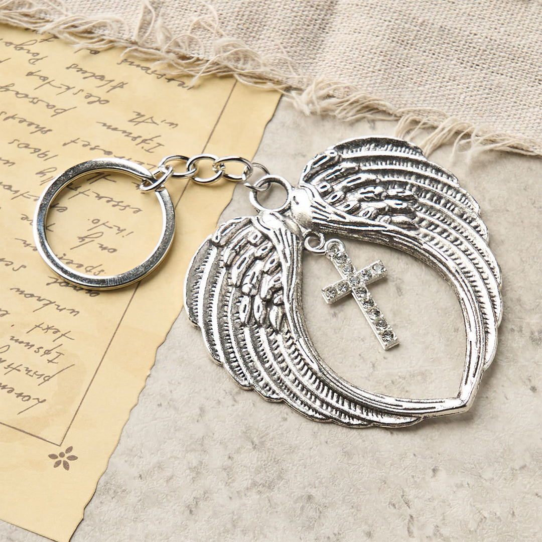 Christianartworkshop Silver Heart-Shaped Angel Wings with Cross or Pendant: A Symbol of Love and Protection - image 3