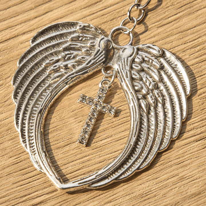 Christianartworkshop Silver Heart-Shaped Angel Wings with Cross or Pendant: A Symbol of Love and Protection - image 2
