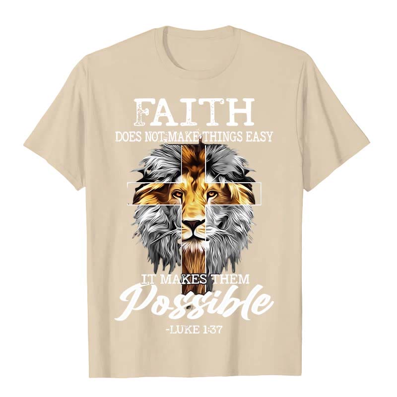 Christianartworkshop Religious Faith Lion Cross Graphic Unisex T-shirt - Beige - 2XL - image 3