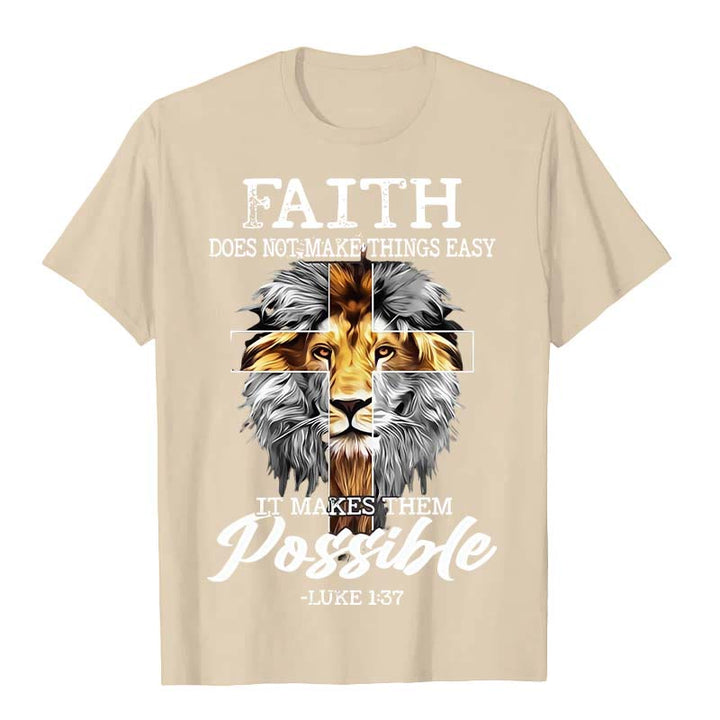 Christianartworkshop Religious Faith Lion Cross Graphic Unisex T-shirt - Beige - 2XL - image 3