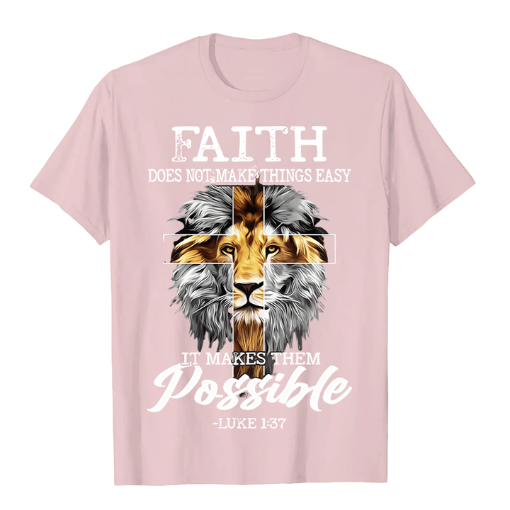 Christianartworkshop Religious Faith Lion Cross Graphic Unisex T-shirt - Pink - 2XL - image 5