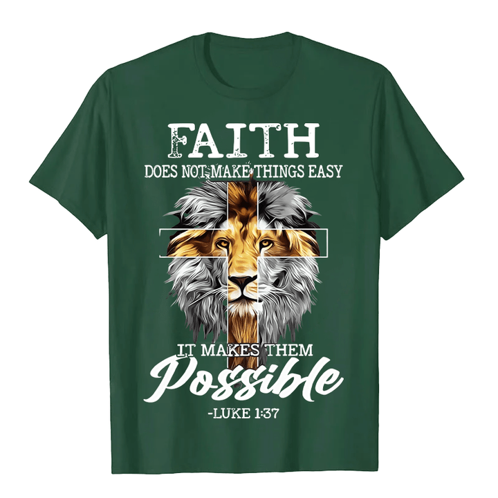 Christianartworkshop Religious Faith Lion Cross Graphic Unisex T-shirt - Dark Green - 2XL - image 7