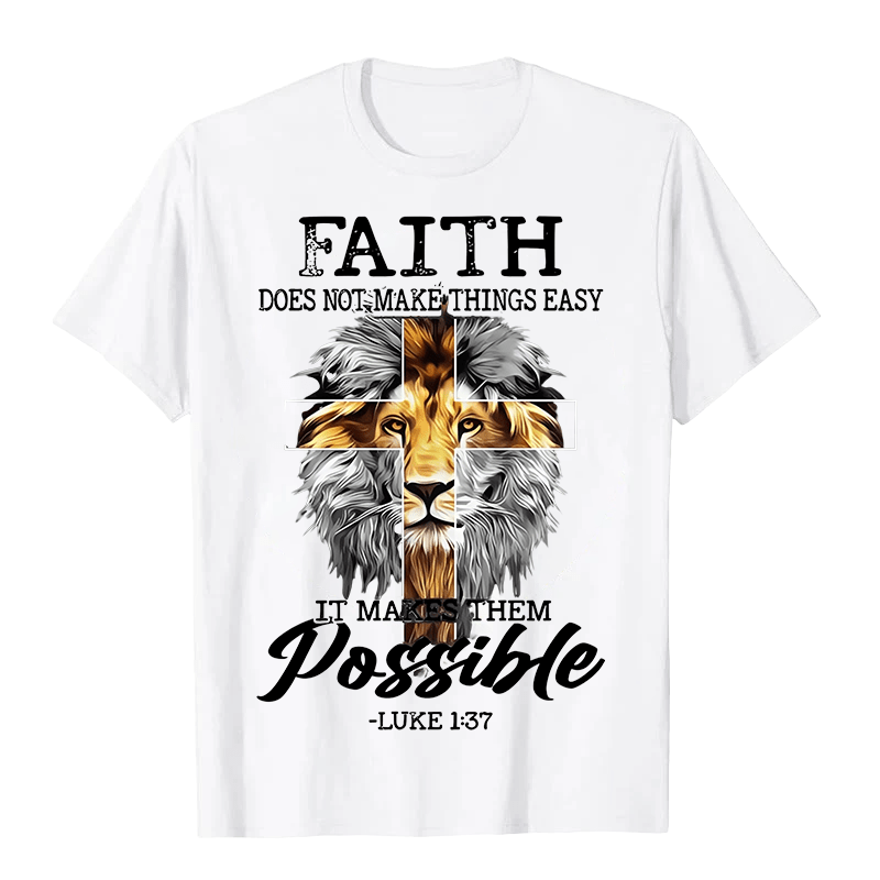 Christianartworkshop Religious Faith Lion Cross Graphic Unisex T-shirt - White - 2XL - image 1