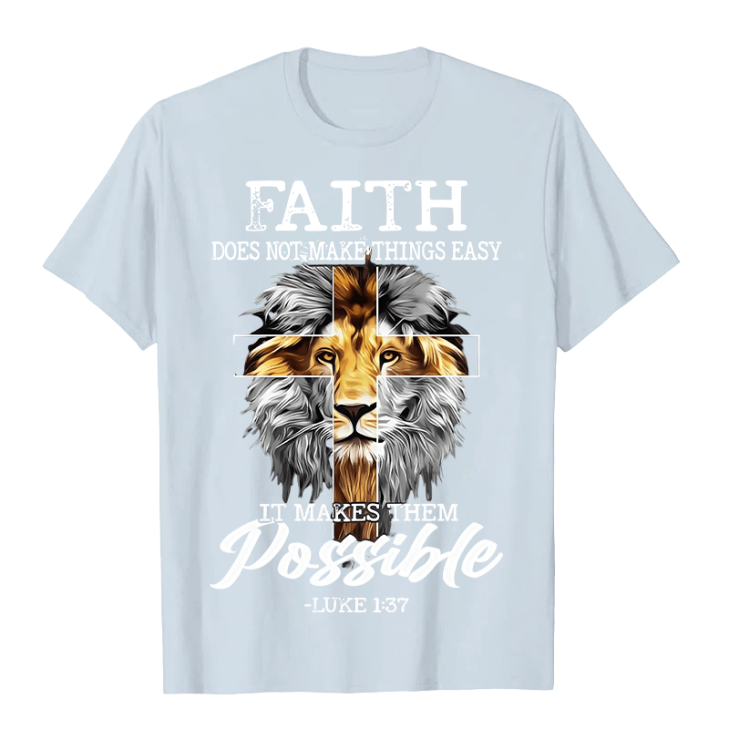 Christianartworkshop Religious Faith Lion Cross Graphic Unisex T-shirt - Blue - 2XL - image 6