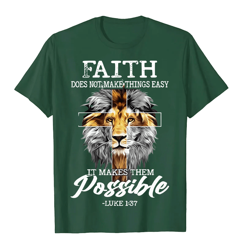 Christianartworkshop Religious Faith Lion Cross Graphic Unisex T-shirt - Dark Green - 2XL - image 7
