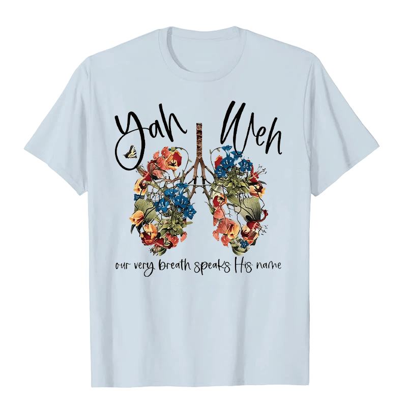 Christianartworkshop Our Very Breath Speaks His Name Floral Lung  Yahweh Unisex T-shirt - Blue - 2XL - image 0