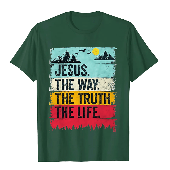 Christianartworkshop Jesus The Way The Truth The Life Unisex T-shirt - Dark Green - 2XL - image 2