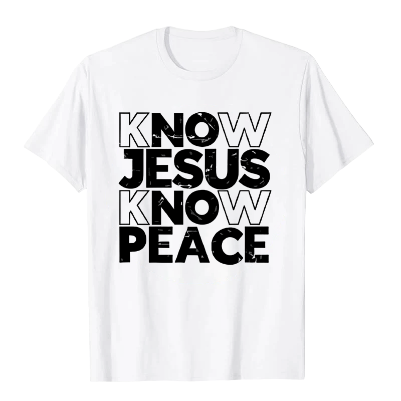 Christianartworkshop Minimalist Know Jesus Know Peace Typography Unisex T-shirt