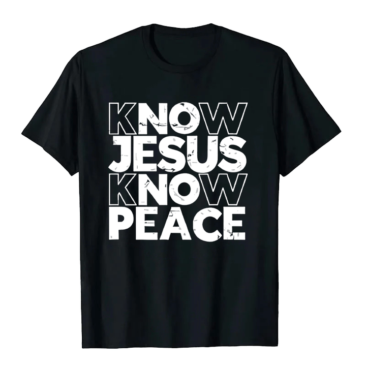 Christianartworkshop Minimalist Know Jesus Know Peace Typography Unisex T-shirt