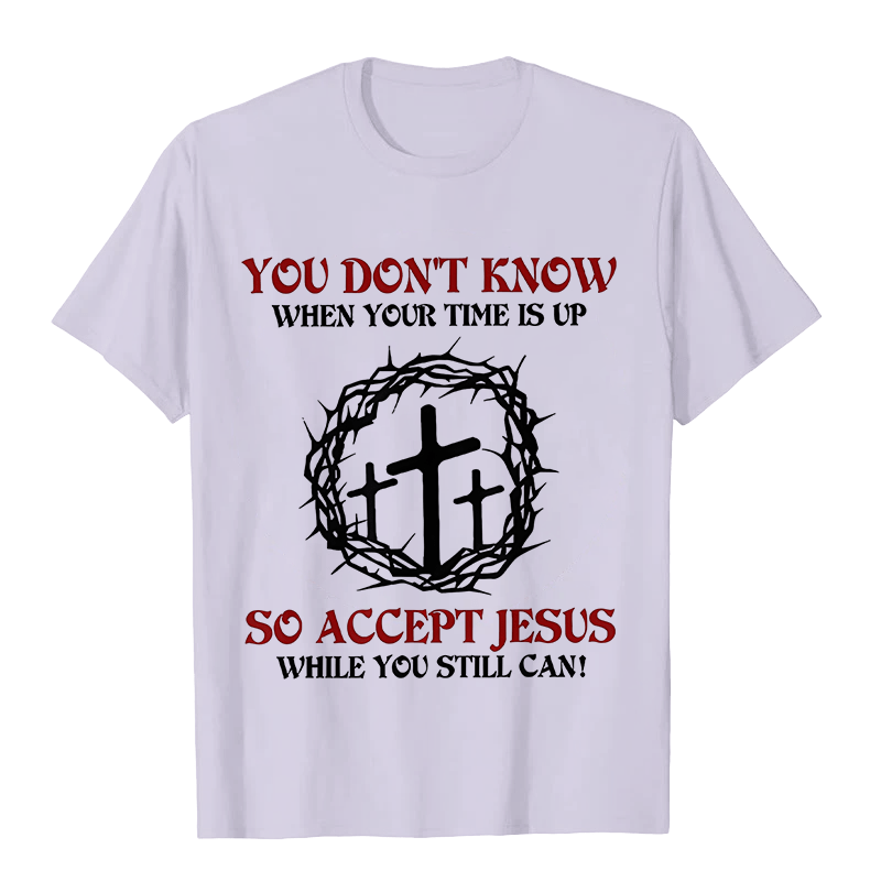 Christianartworkshop Religious Warning Accept Jesus Thorn Crown Cross Unisex T-shirt - Light Purple - 2XL - image 5