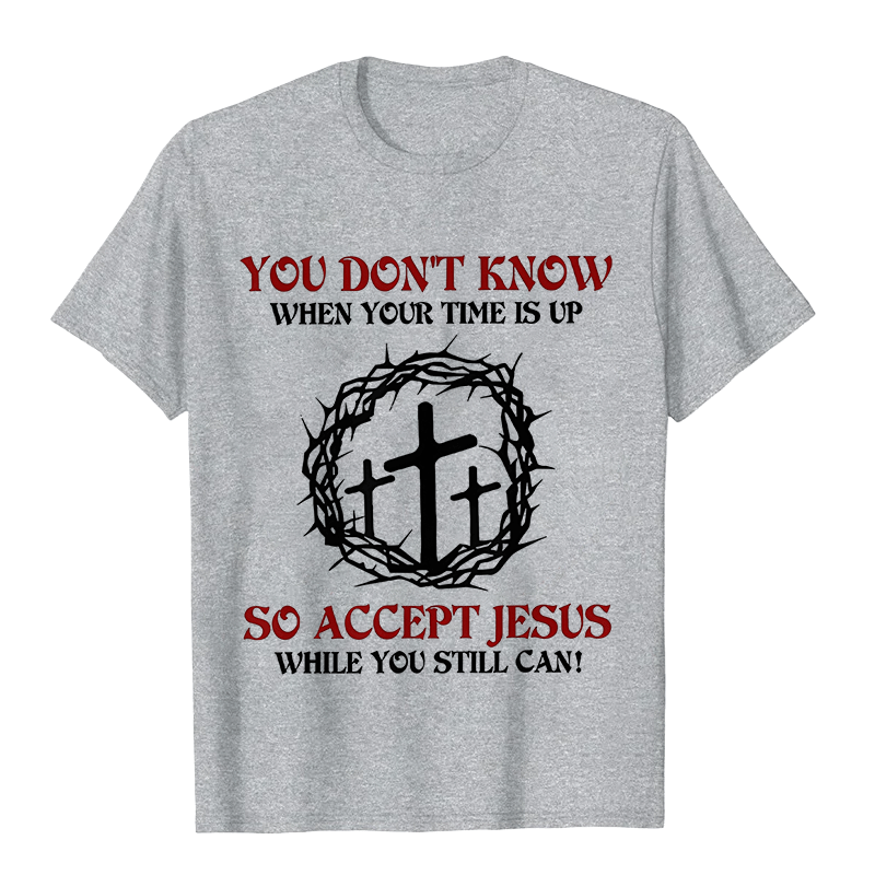 Christianartworkshop Religious Warning Accept Jesus Thorn Crown Cross Unisex T-shirt - Grey - 2XL - image 3
