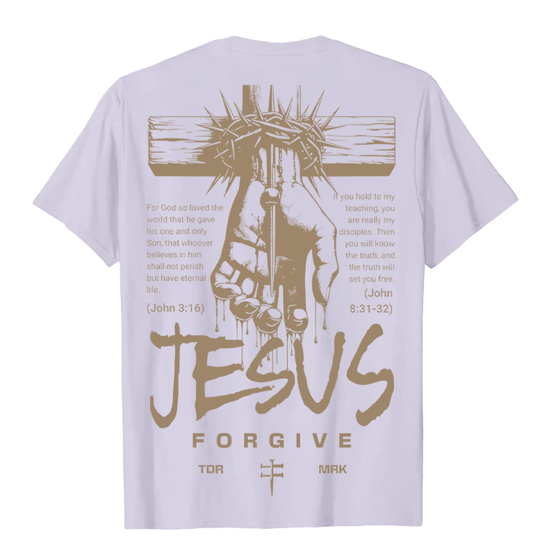 Christianartworkshop Religious Jesus Forgive Crown of Thorns Cross Unisex T-shirt - image 10