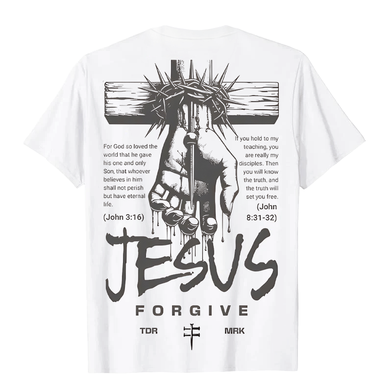 Christianartworkshop Religious Jesus Forgive Crown of Thorns Cross Unisex T-shirt - image 7