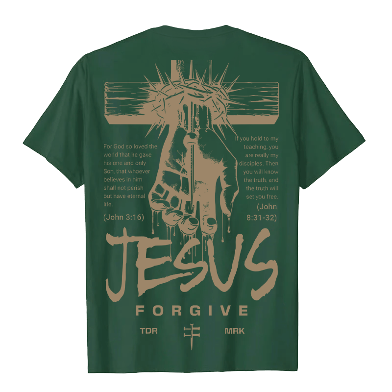 Christianartworkshop Religious Jesus Forgive Crown of Thorns Cross Unisex T-shirt - image 22