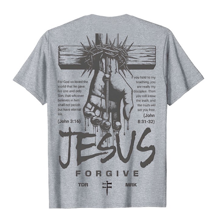 Christianartworkshop Religious Jesus Forgive Crown of Thorns Cross Unisex T-shirt - image 13