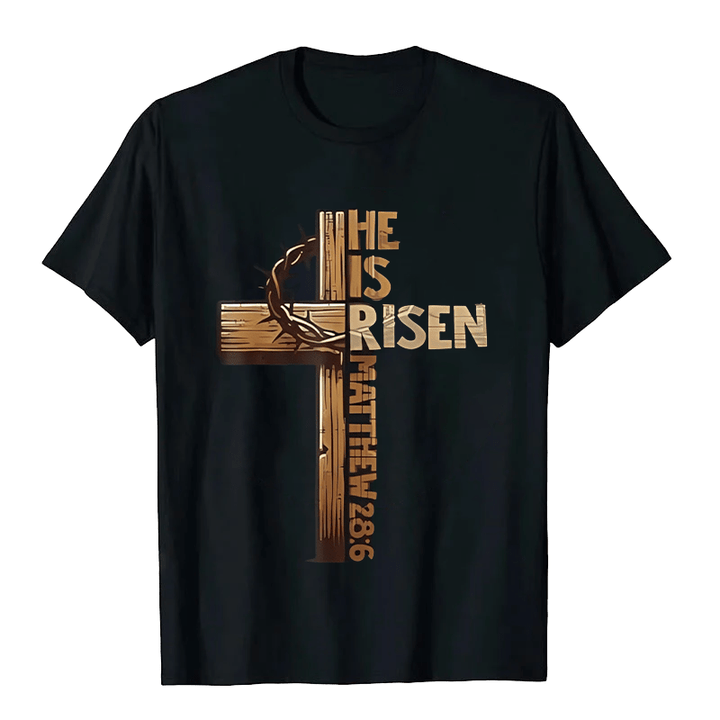 Christianartworkshop He Is Risen Cross & Crown of Thorns Unisex T-shirt - Black - 2XL - image 7