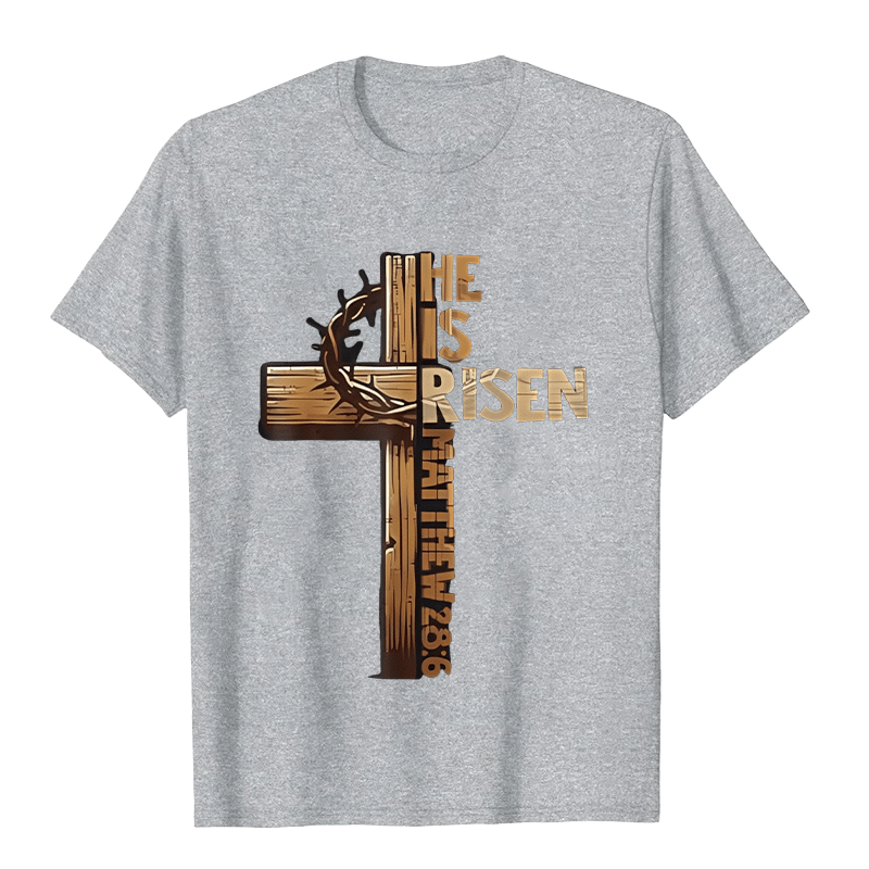 Christianartworkshop He Is Risen Cross & Crown of Thorns Unisex T-shirt - Grey - 2XL - image 9
