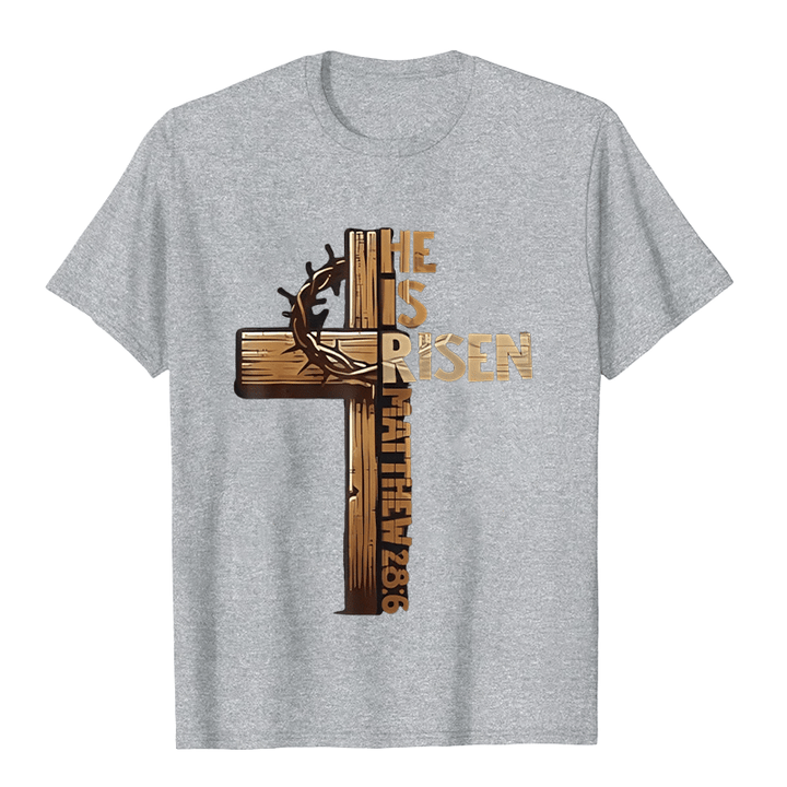 Christianartworkshop He Is Risen Cross & Crown of Thorns Unisex T-shirt - Grey - 2XL - image 9