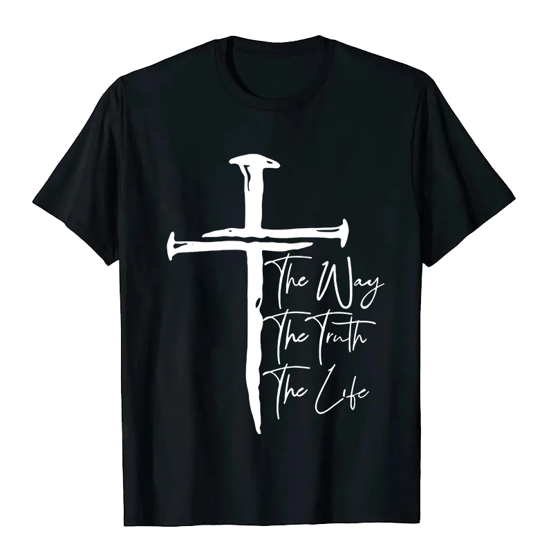 Christianartworkshop Faith - Based Black Cross The Way The Truth The Life Unisex T-shirt - Black - 2XL - image 4