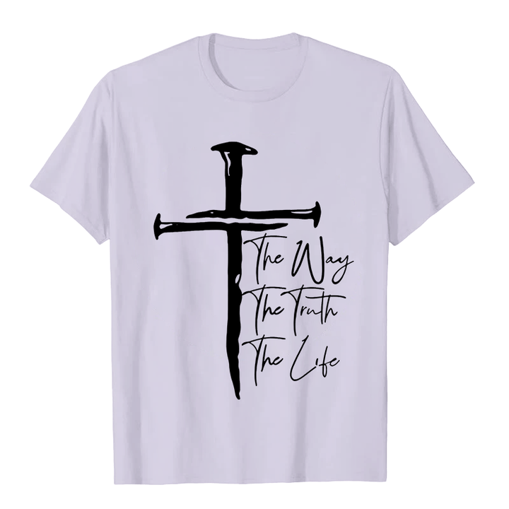 Christianartworkshop Faith - Based Black Cross The Way The Truth The Life Unisex T-shirt - Light Purple - 2XL - image 0