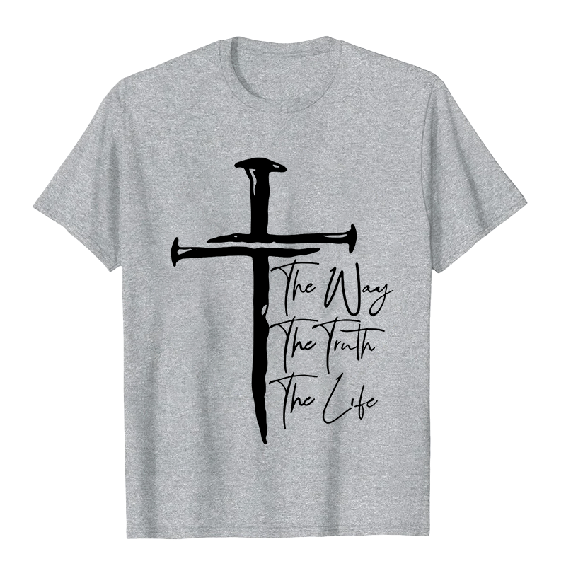 Christianartworkshop Faith - Based Black Cross The Way The Truth The Life Unisex T-shirt - Grey - 2XL - image 5