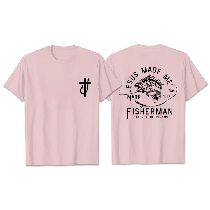 Christianartworkshop Jesus Made Me A Fisherman Mark 1:17 Unisex T-shirt - Light Pink - 2XL - image 18