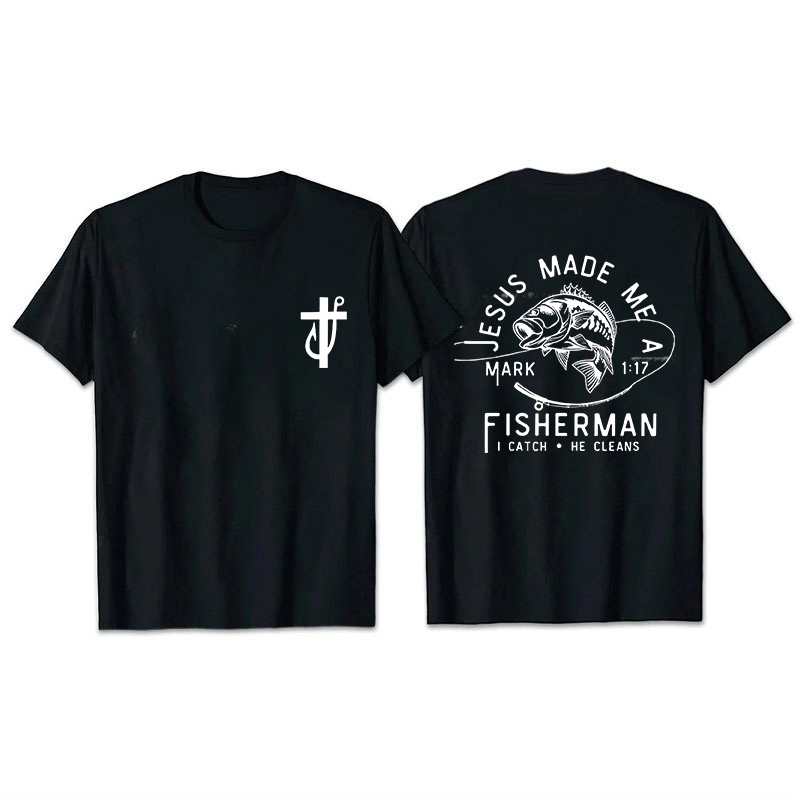 Christianartworkshop Jesus Made Me A Fisherman Mark 1:17 Unisex T-shirt - Black - 2XL - image 5