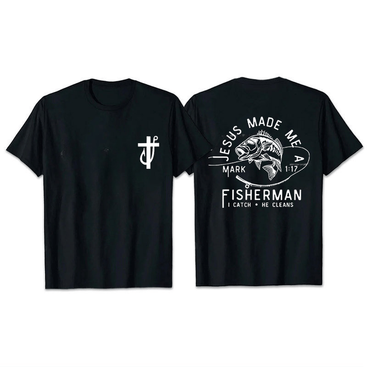 Christianartworkshop Jesus Made Me A Fisherman Mark 1:17 Unisex T-shirt - Black - 2XL - image 6