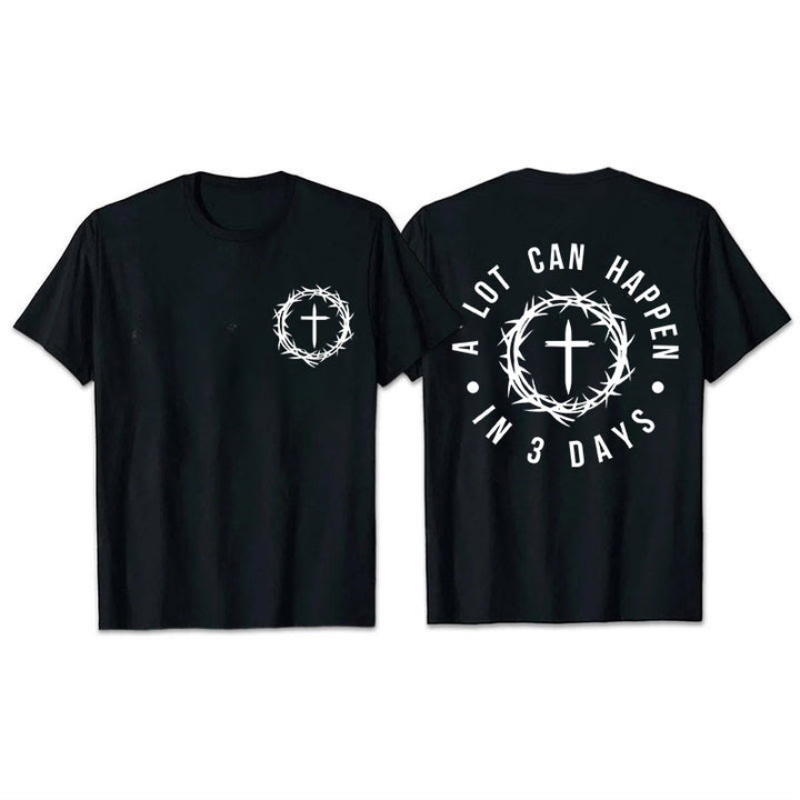 Christianartworkshop A Lot Can Happen In 3 Days Thorn Crown Cross Unisex T-shirt - Black - 2XL - image 5