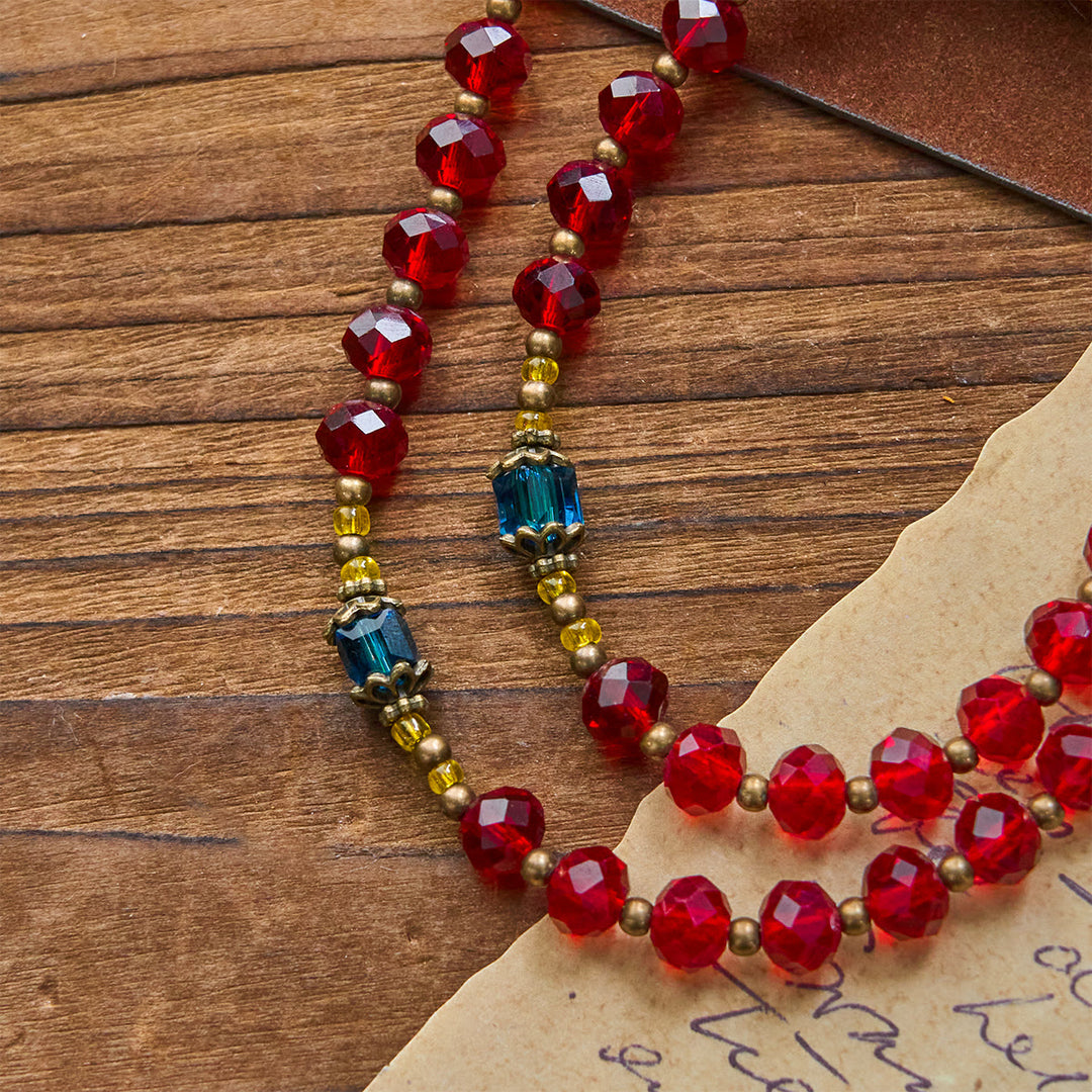 Christianartworkshop Handmade Red Crystal Bohemian Czech Glass Our Lady of Guadalupe Crucifix Rosary - image 8