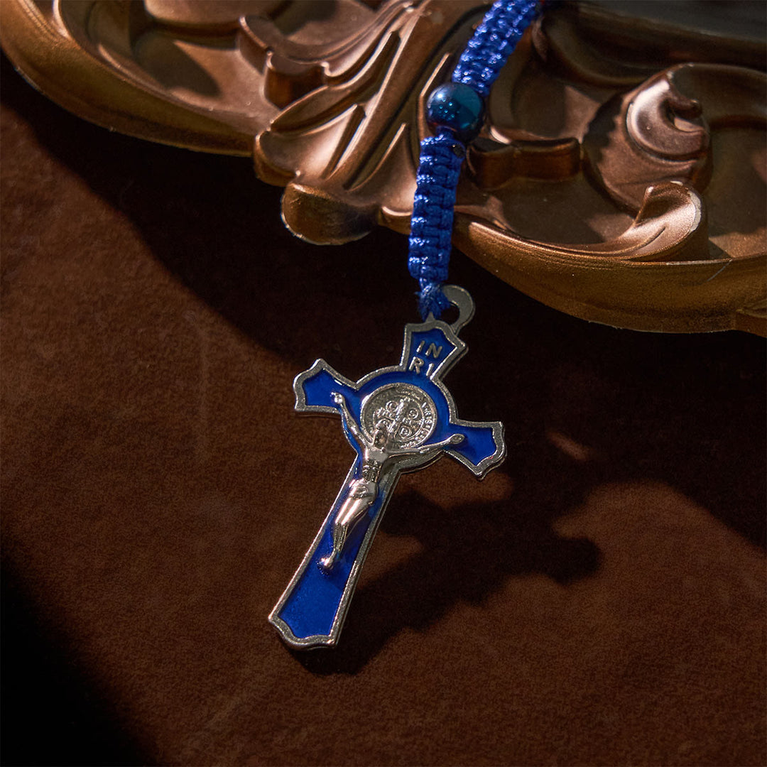 Christianartworkshop Royal Blue Metal Ball Beads Shiny Minimalist Rosary