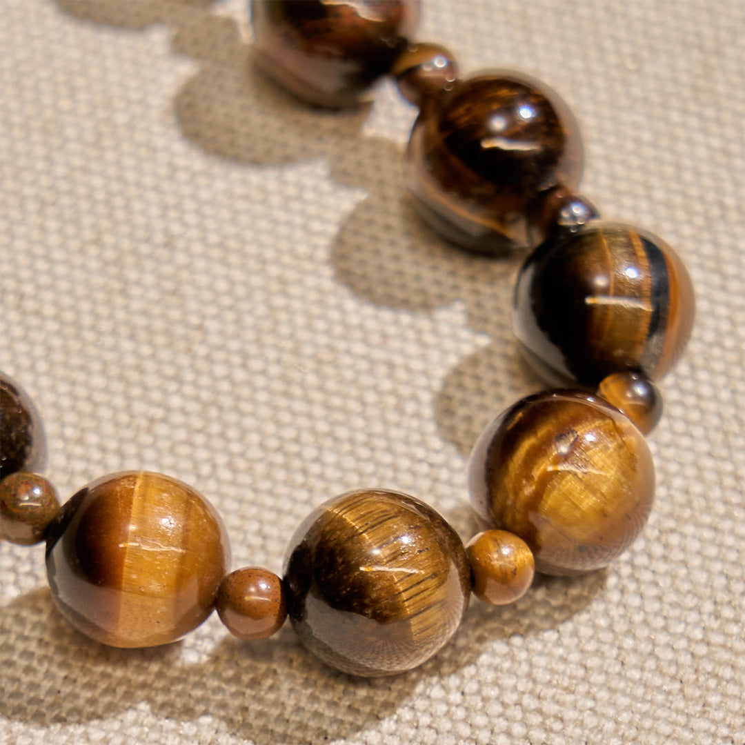 Christianartworkshop 10mm Yellow Tiger's Eye Stone One Decade Rosary Bracelet - image 2