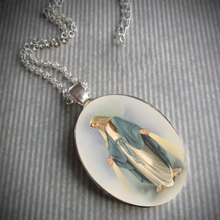 Christianartworkshop Pray Virgin Mary Blessed Pendant Miraculous Medal Necklace - image 1