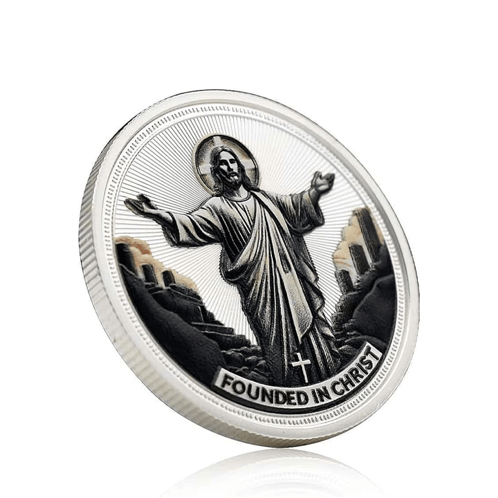 Christianartworkshop Golden/Silver Jesus Love Founded In Christ Dove & Cross Challenge Coin - image 6