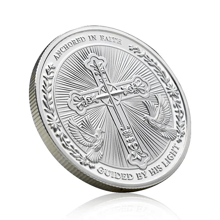 Christianartworkshop Golden/Silver Jesus Love Founded In Christ Dove & Cross Challenge Coin - image 7