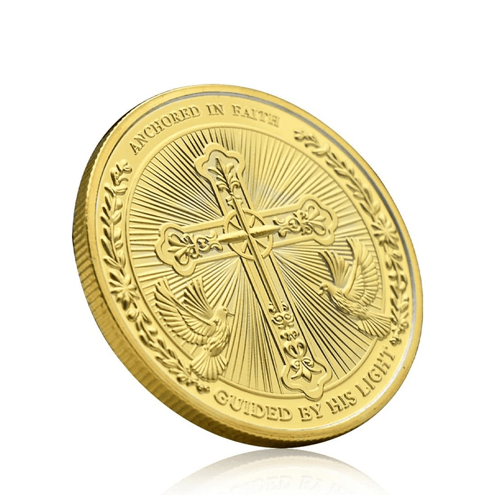 Christianartworkshop Golden/Silver Jesus Love Founded In Christ Dove & Cross Challenge Coin - image 5