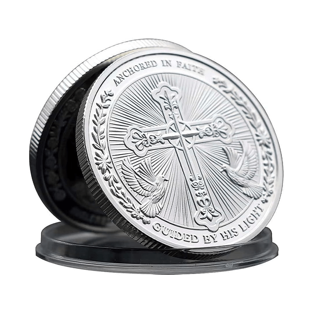 Christianartworkshop Golden/Silver Jesus Love Founded In Christ Dove & Cross Challenge Coin - image 3